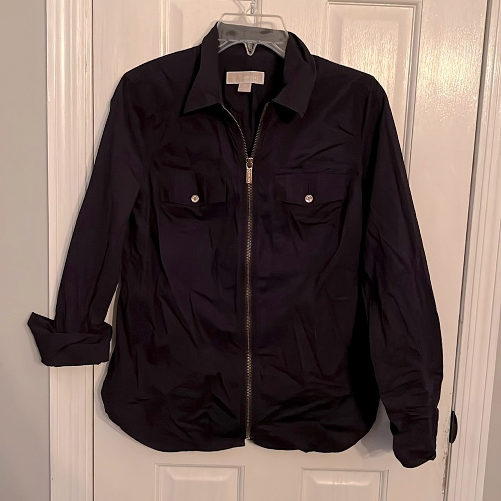 Michael Kors black zipper blouse M